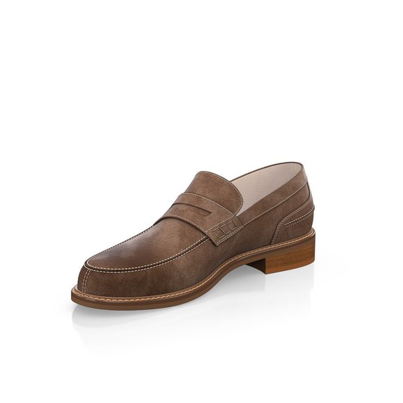 Bashwood Handmade Brown Suede Leather Loafers For Men main image 6